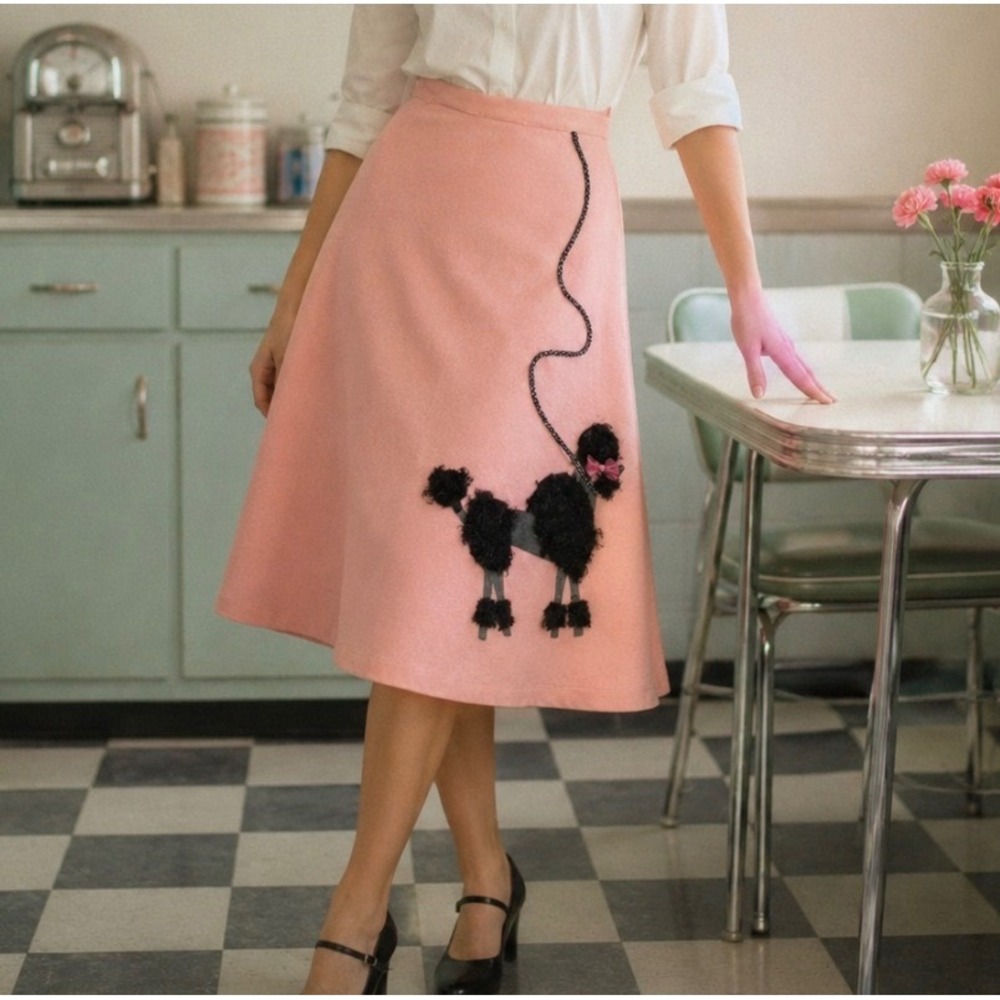 Womens Poodle Skirt Size M/L 1950s Style Rockabilly Costume Handmade Sock Hop